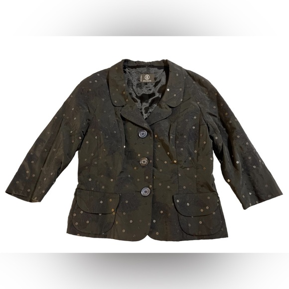 Sônia Bogner womens evening Jacket small Black Sequin Collar shimmer 3/4 sleeve  - Picture 7 of 16